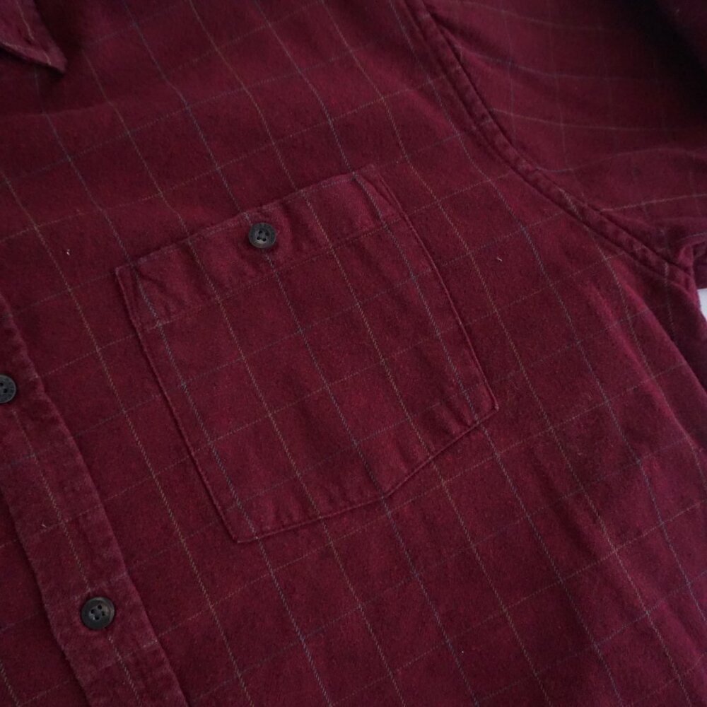 Vintage Retreat Maroon Checker Pattern 100% Cotton Button Down Dress Shirt L - Picture 9 of 10